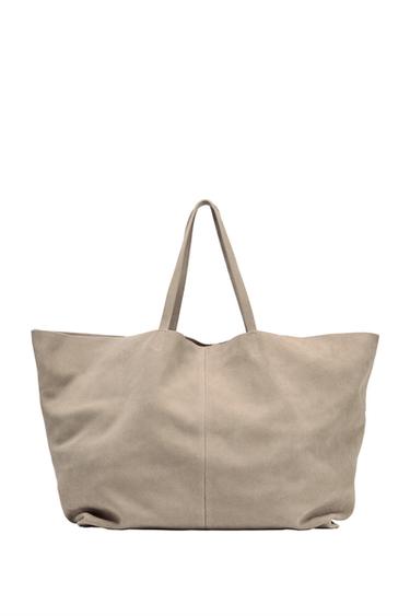 MAXI SHOPPER AUS VELOURSLEDER - SAND/BRAUN von Zara