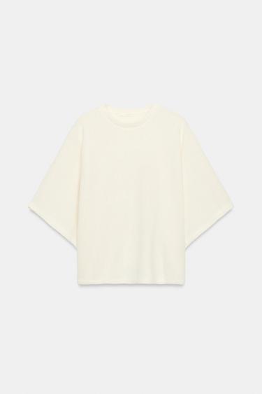CAMISETA MANGA CORTA AMPLIA - Crudo de Zara - Imagen 0