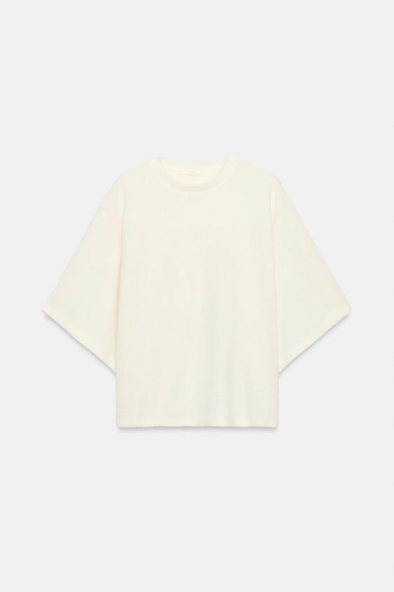 LOOSE-FITTING SHORT SLEEVE T-SHIRT - Ecru by Zara - Image 0