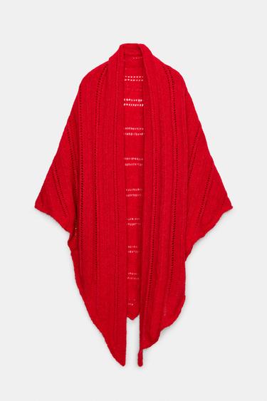 TRIANGULAR CUT-OUT SHAWL - Red by Zara