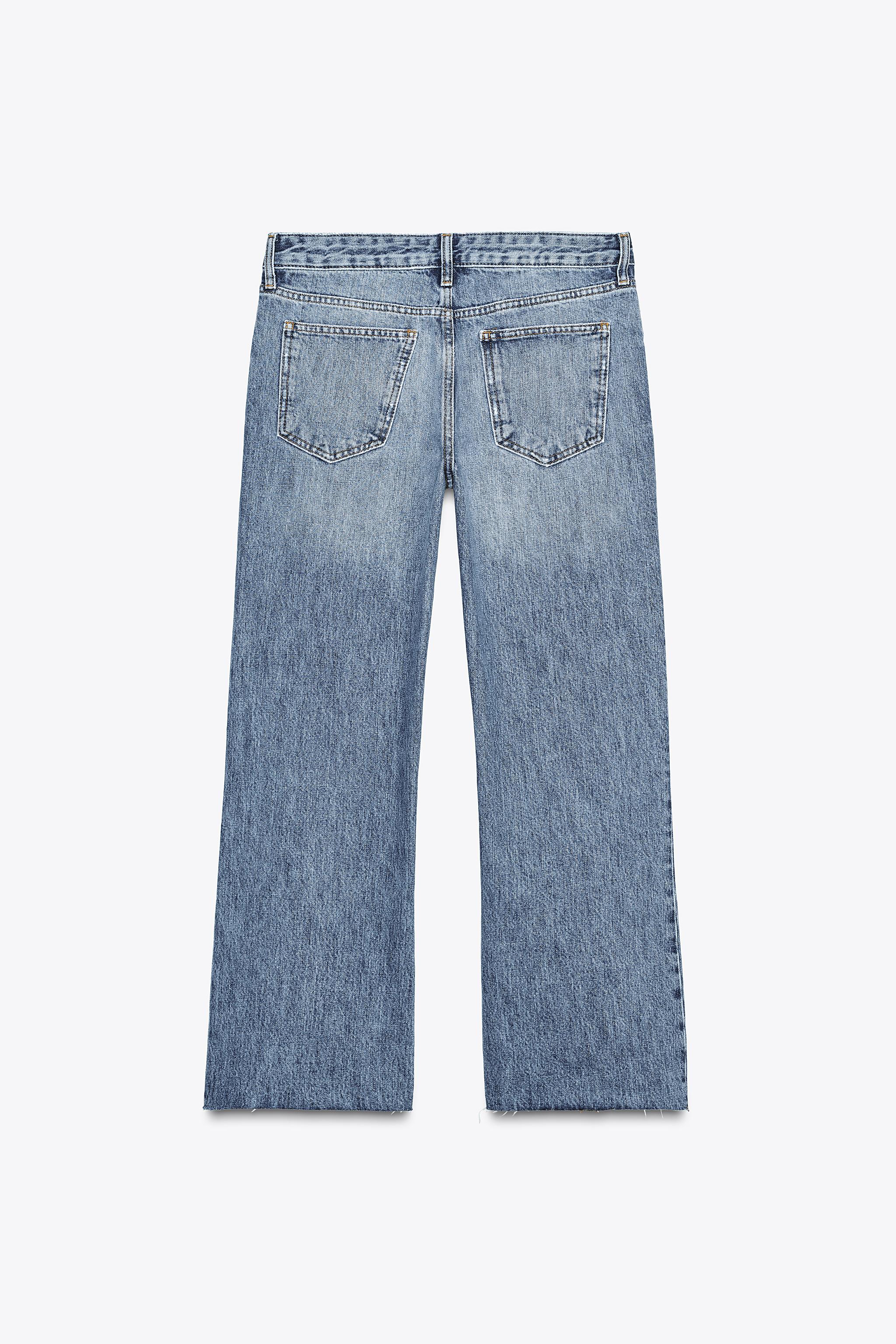 ZW COLLECTION LOW-RISE CROPPED FLARE JEANS - Mid-blue | ZARA