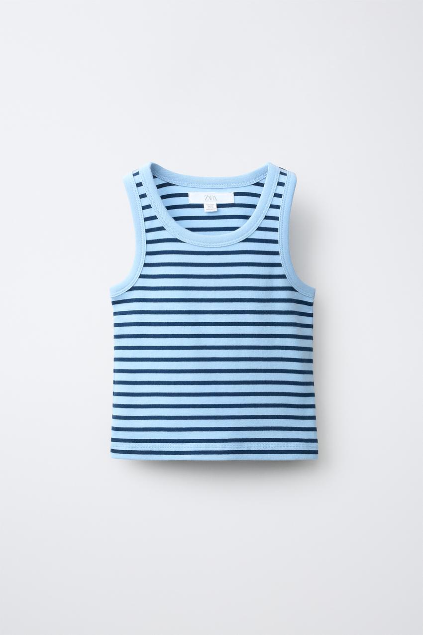 ストライプ柄リブ地ノースリーブTシャツ - ストライプ | ZARA Japan / 日本