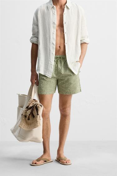ABSTRACT PRINT MID-LENGTH SWIMMING TRUNKS - Light khaki by Zara - Image 2