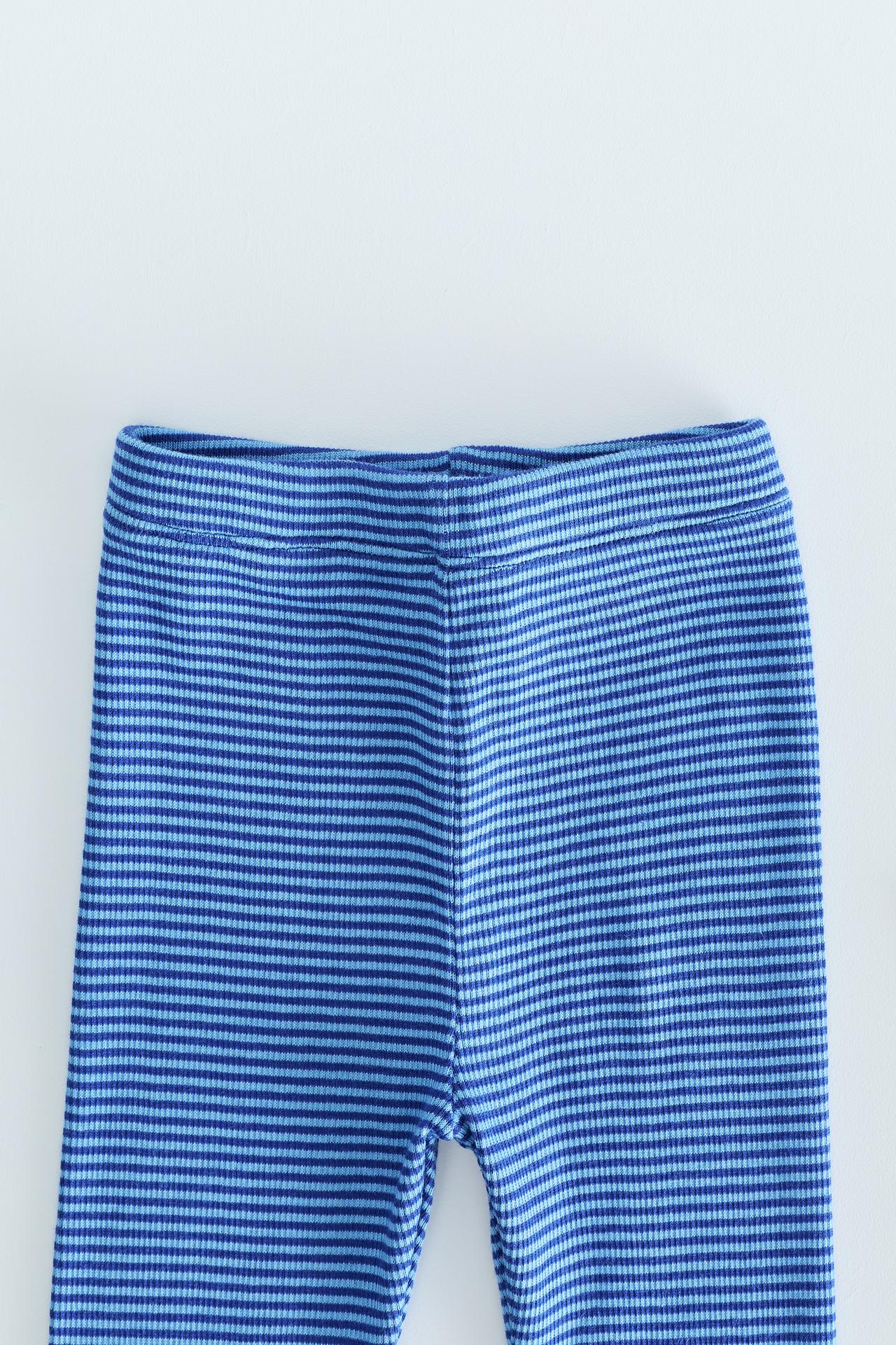 ZARA TIMELESS - STRIPED PRINT LEGGINGS — Blue