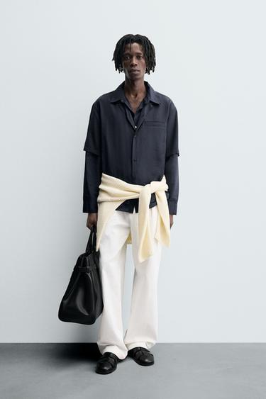 Zara LEPRŠAVA KOŠULJA RELAXED FIT – Plava – Slika 0