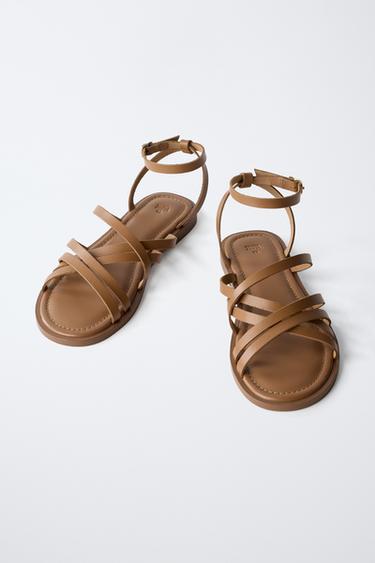 STRAPPY LEATHER SANDALS - Brown by Zara - Image 2