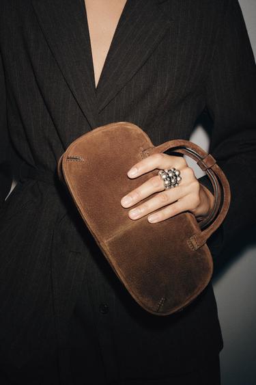 MINI SPLIT SUEDE BOWLING BAG - Brown by Zara - Image 1
