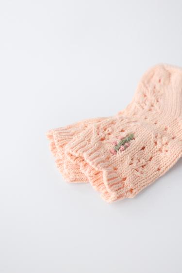 OPENWORK SOCKS WITH EMBROIDERED FLOWERS - Peach by Zara - Image 2
