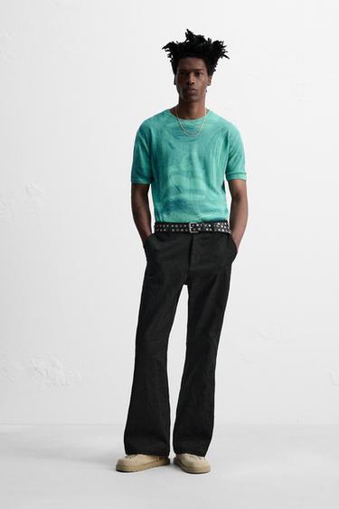 Zara FLORAL EMBROIDERY PANTS - Black - Image 0