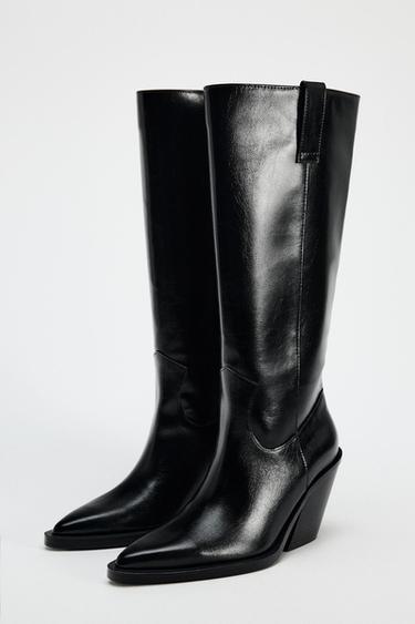 BOTTES À TALONS COW-BOY - Noir de Zara - Image 3