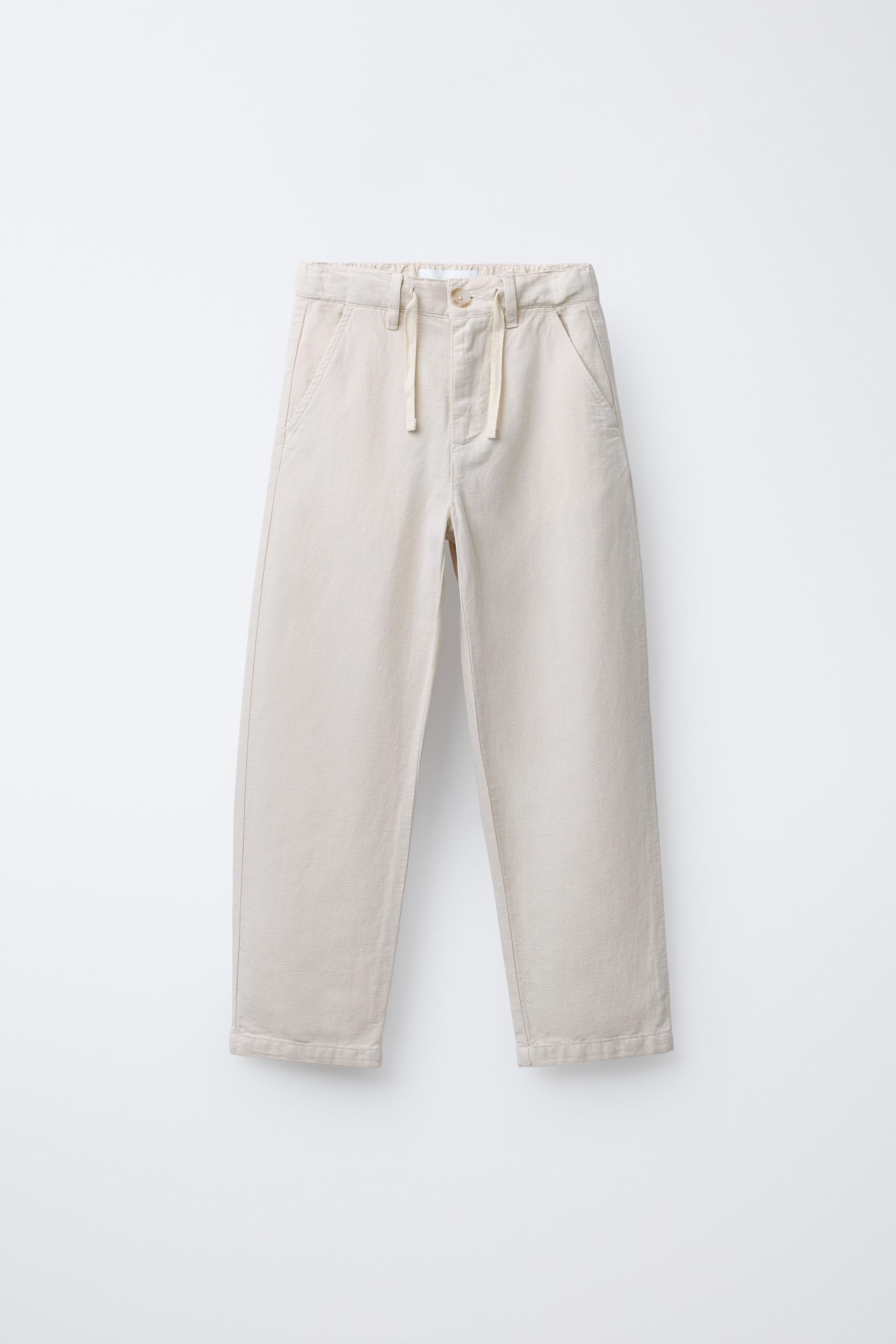 COTTON AND LINEN STRAIGHT PANTS