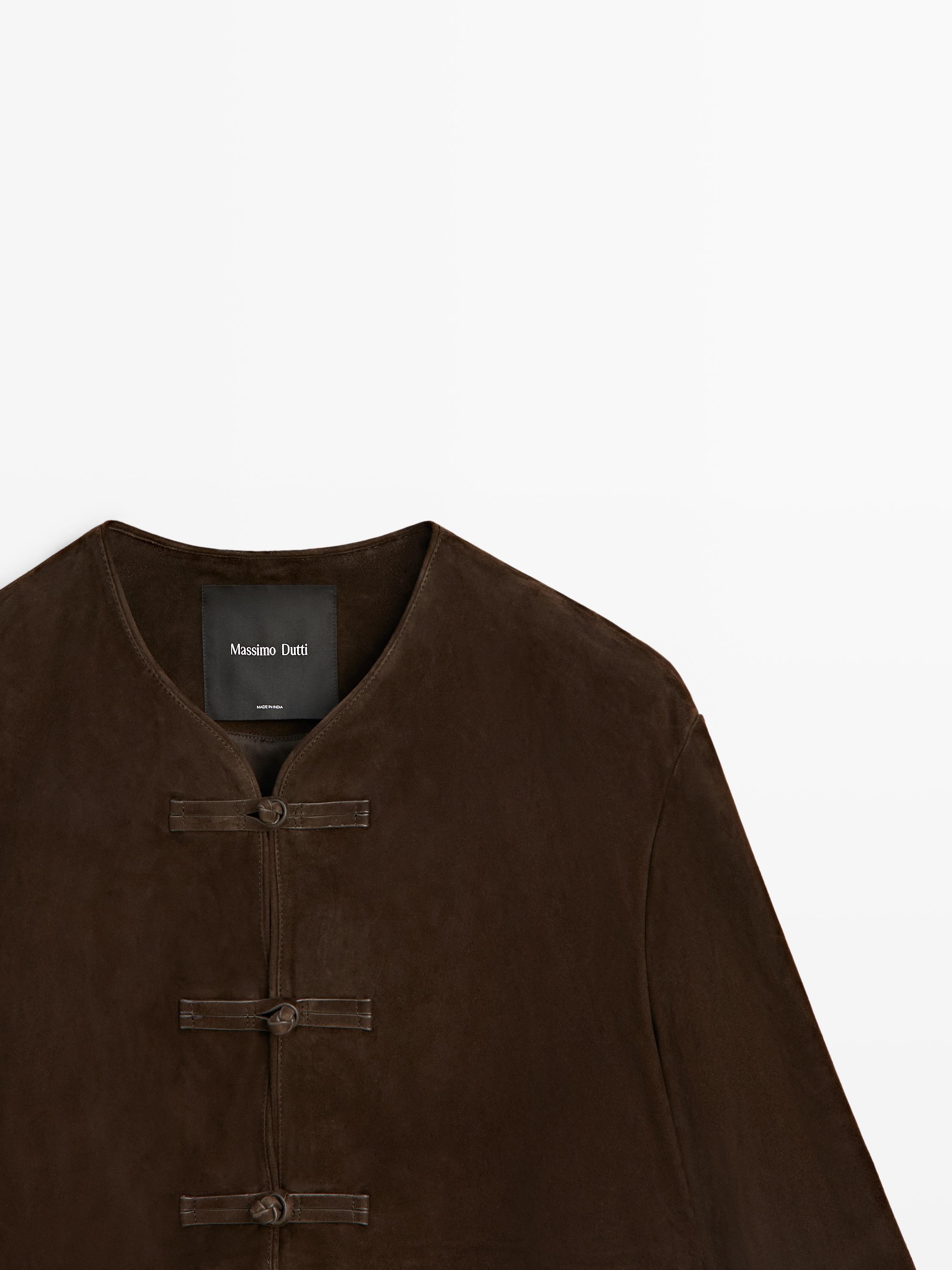 Short suede leather jacket