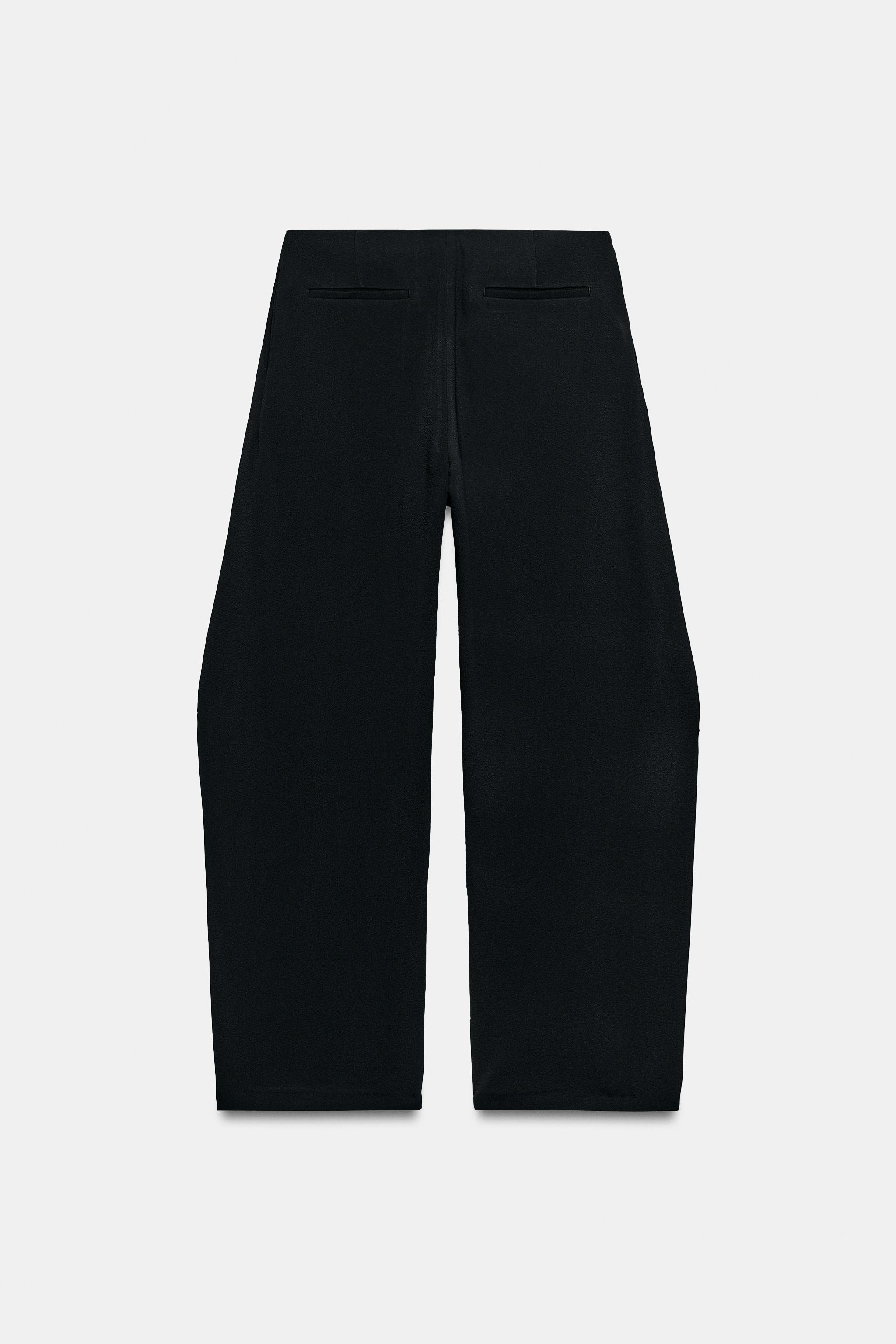 ZW COLLECTION WIDE LEG PLEATED PANTS - Black | ZARA Canada