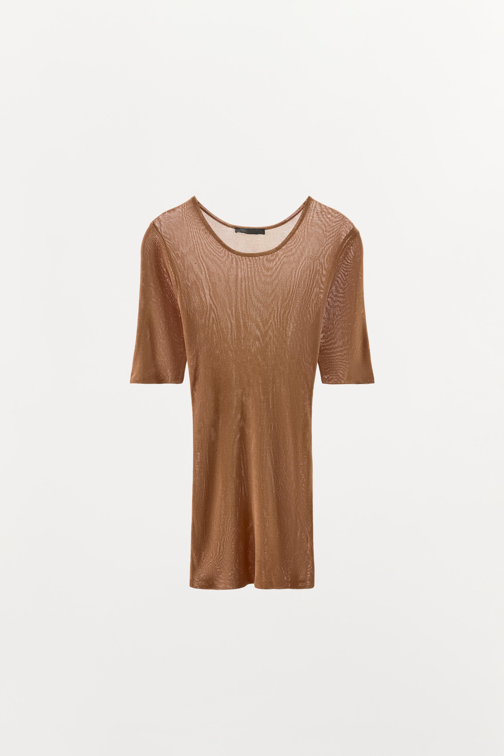 Zara FINE TRİKO DİRSEK KOLLU TOP görsel 3