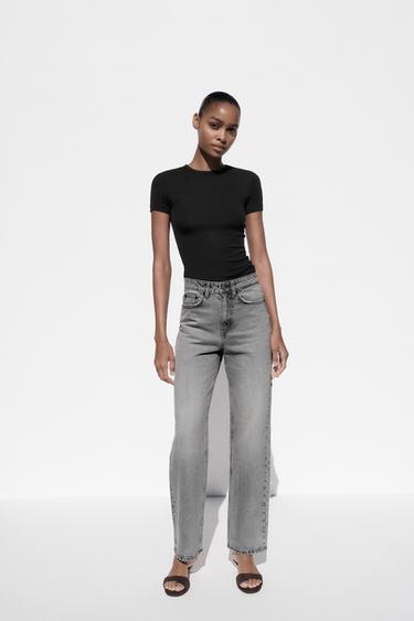JEANS TRF MOM FIT TIRO ALTO - Gris claro de Zara