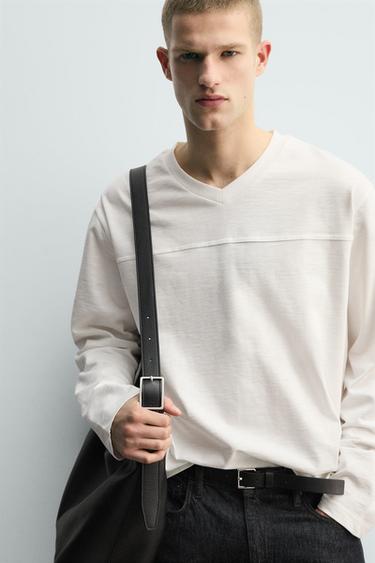 T-SHIRT RELAXED EN COTON FLAMMÉ - Blanc de Zara - Image 4