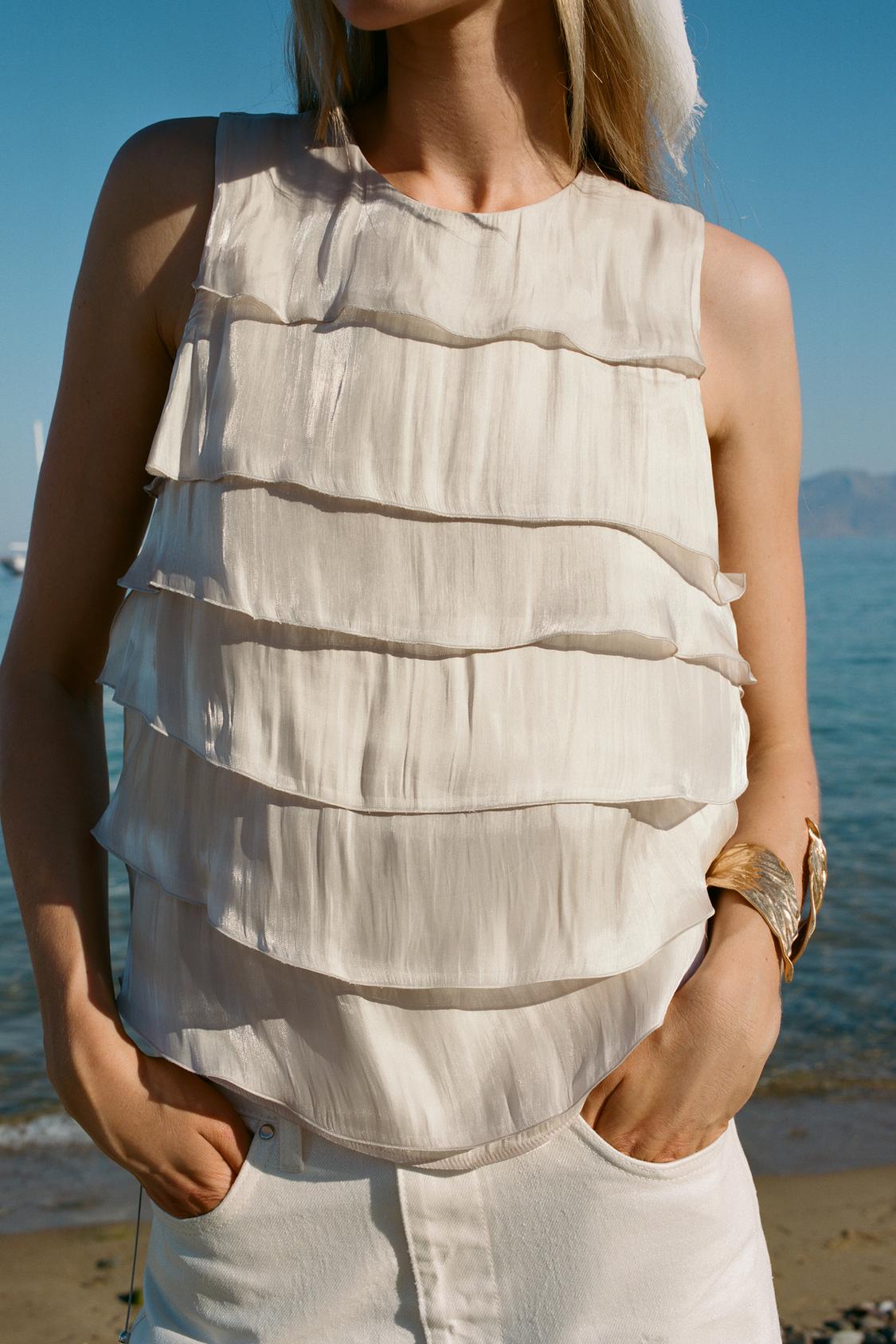 SPARKLY EFFECT RUFFLED TOP