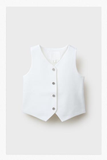 RHINESTONE BUTTON WAISTCOAT - White by Zara