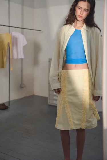 POPLIN OVERSIZE SHIRT - Light yellow by Zara - Image 4