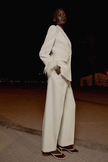 Zara HIGH-WAISTED STRAIGHT LEG PANTS - Mid-ecru - Image 0