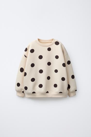 POLKA DOT SWEATSHIRT - Ecru / Brown by Zara