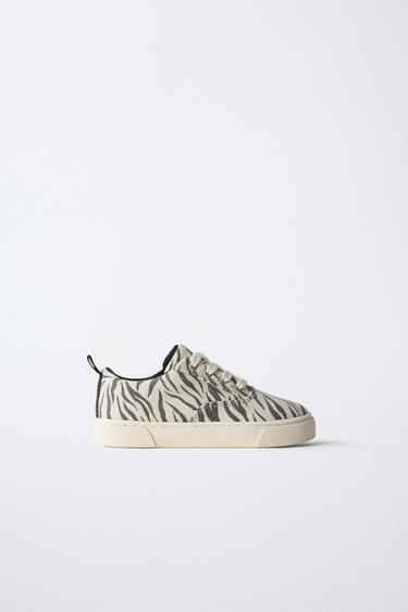 Zara 動物紋純棉運動鞋 - 白色 - 圖片 0