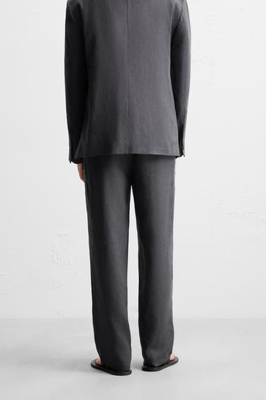 100% LINEN SUIT TROUSERS - Dark grey by Zara - Image 2
