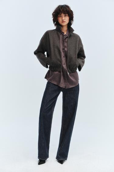 Zara 柔軟飛行員外套 - 深棕色