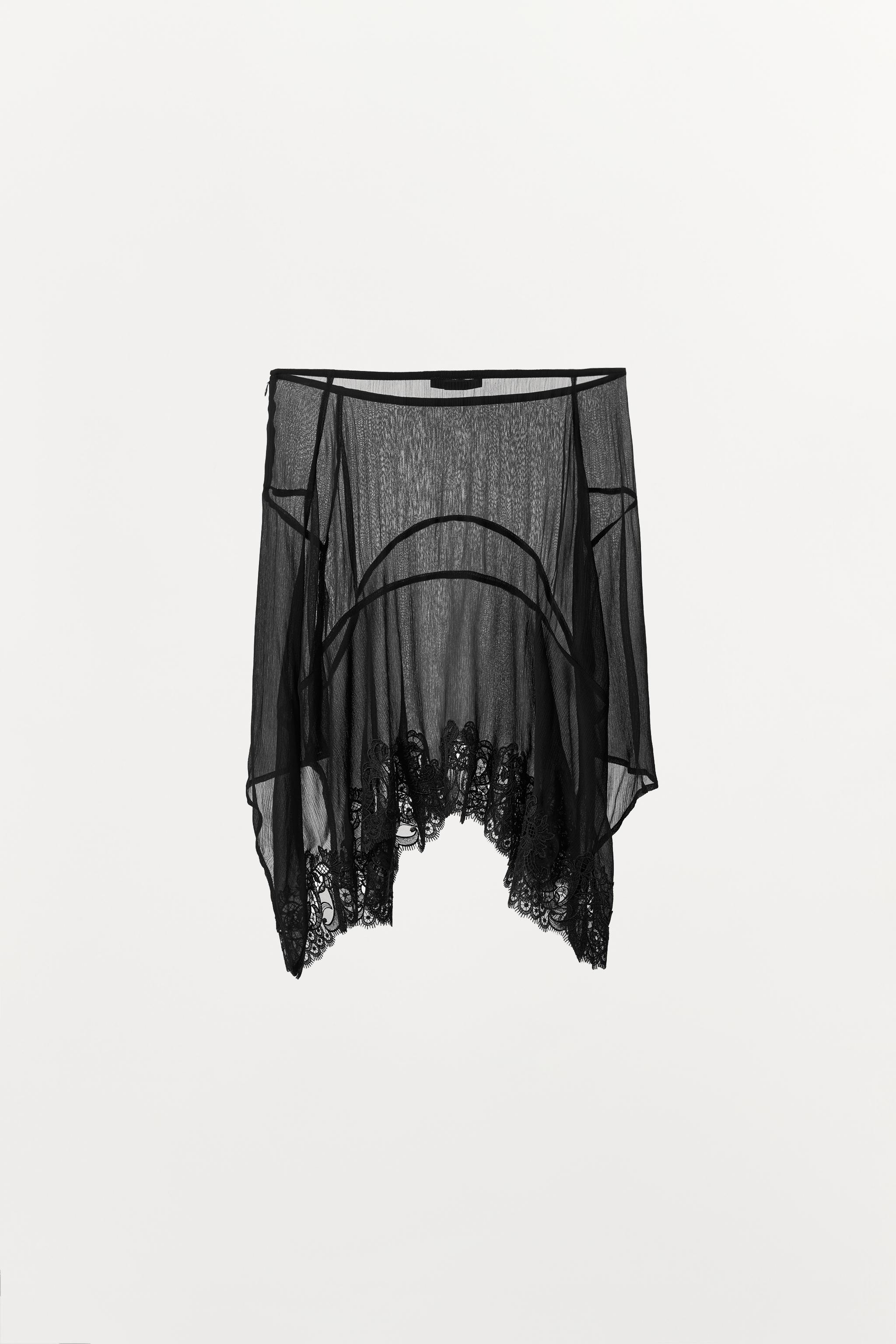 ASYMMETRIC LACE GEORGETTE SKIRT