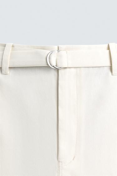 TEXTURED SHORTS WITH BELT - Oyster-white by Zara - Image 8