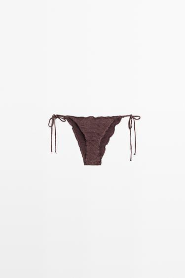 Zara Shimmery ruffled bikini bottoms - Brown - Image 0