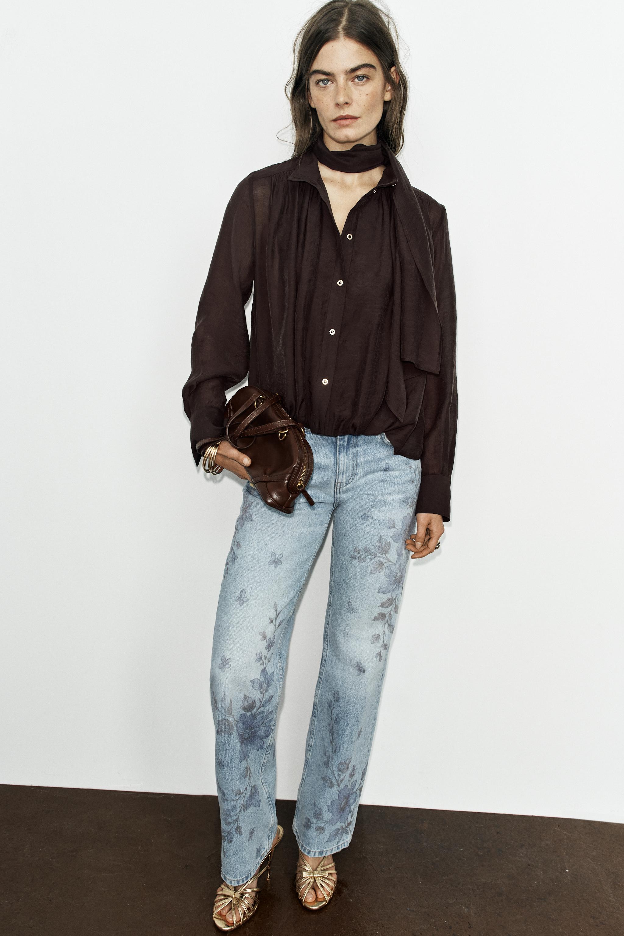 SCARF SHIRT — Brown
