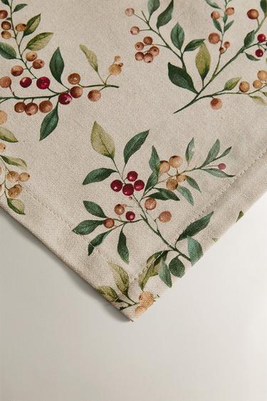COTTON CHRISTMAS BRANCH TABLECLOTH - Ecru by Zara - Image 2
