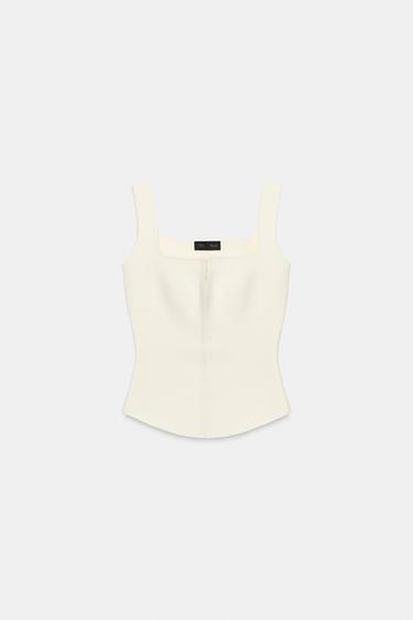 KNIT CORSETRY TOP - Ecru by Zara - Image 5