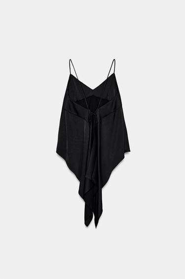 ASYMMETRIC SATIN CAMISOLE TOP - Black by Zara - Image 9