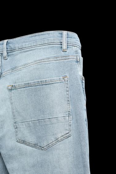 Zara SKINNY CROPPED FIT JEANS - Light blue