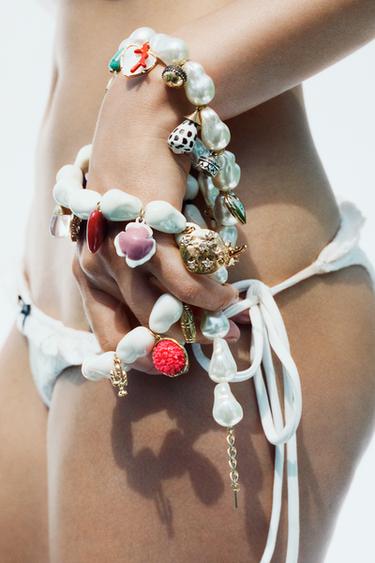 Zara PEARL CHARMS NECKLACE - Cream - Image 0