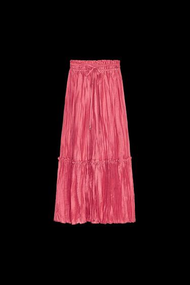 WRINKLED-EFFECT SKIRT - Mid-pink by Zara