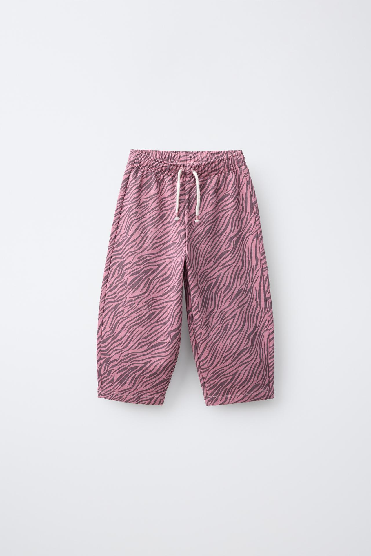 ANIMAL PRINT BALLOON PANTS — Mid-pink