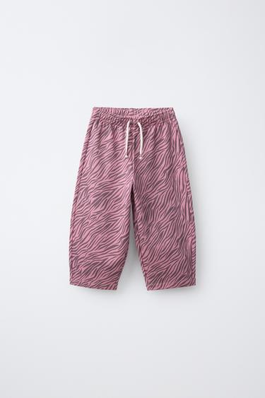 ANIMAL PRINT BALLOON PANTS — Mid-pink 1