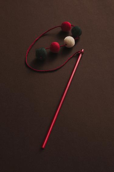 CHRISTMAS PET TOY WAND WITH BALLS - Red by Zara