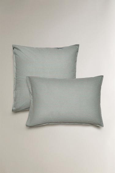 Zara CHILDREN'S STRIPED FLANNEL PILLOWCASE - Blue