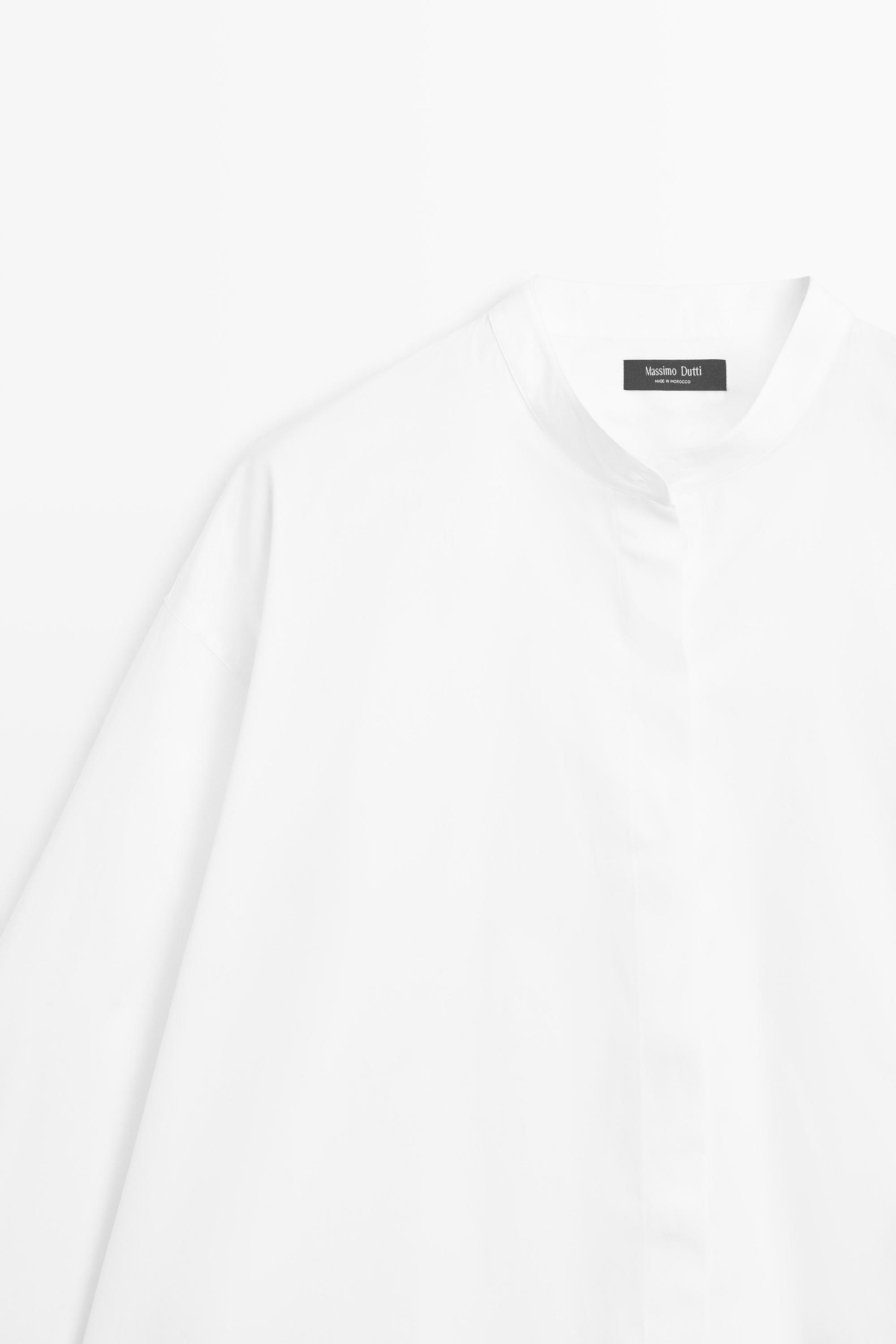 Poplin shirt with stand collar