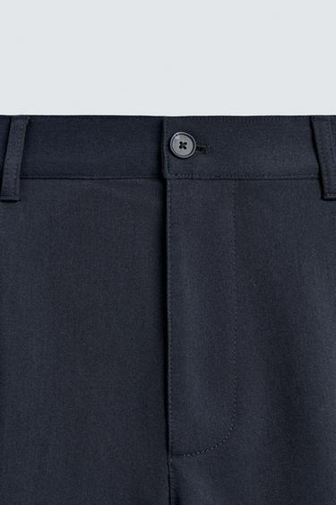 COMFORT STRAIGHT-LEG TROUSERS - Navy blue by Zara - Image 8