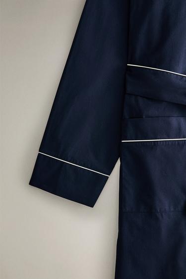 ROBE DE CHAMBRE MANCHES LONGUES POPELINE - Bleu marine de Zara - Image 2