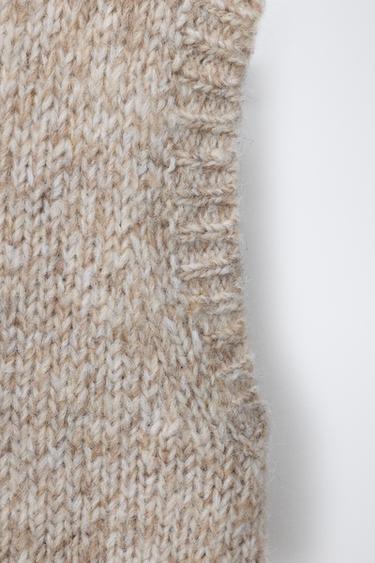 KNIT VEST - Tan marl by Zara - Image 3