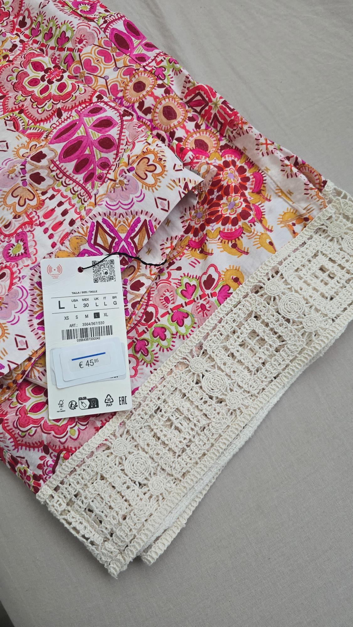 PRINTED TROUSERS WITH GUIPURE TRIM - Image 3