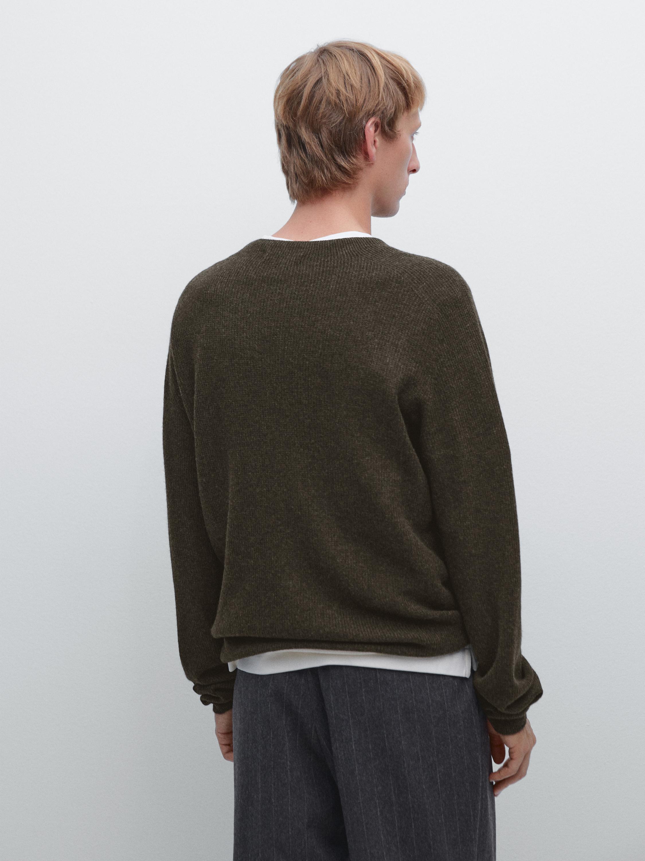 Seamless wool blend knit sweater