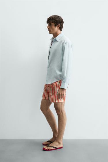 100% LINEN RELAXED FIT SHIRT - Sky blue by Zara - Image 3