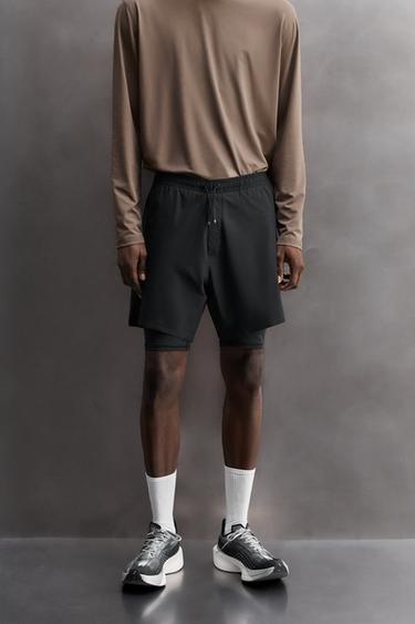 شورت تدريب 2 في 1 - أسود الخاص بـ Zara